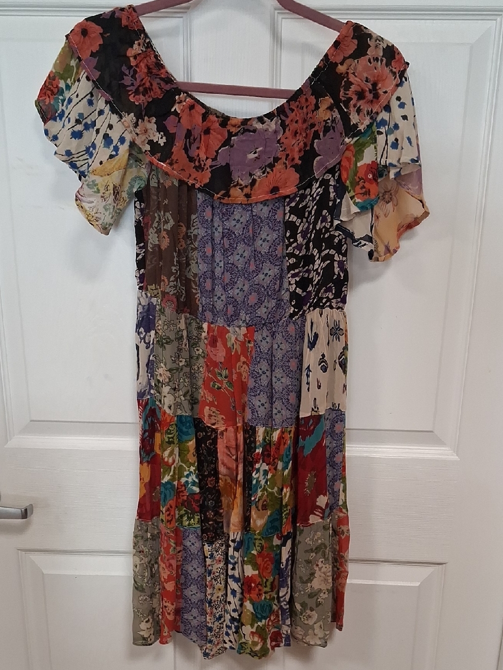Patchwork Floral Midi Dress in Multicolor